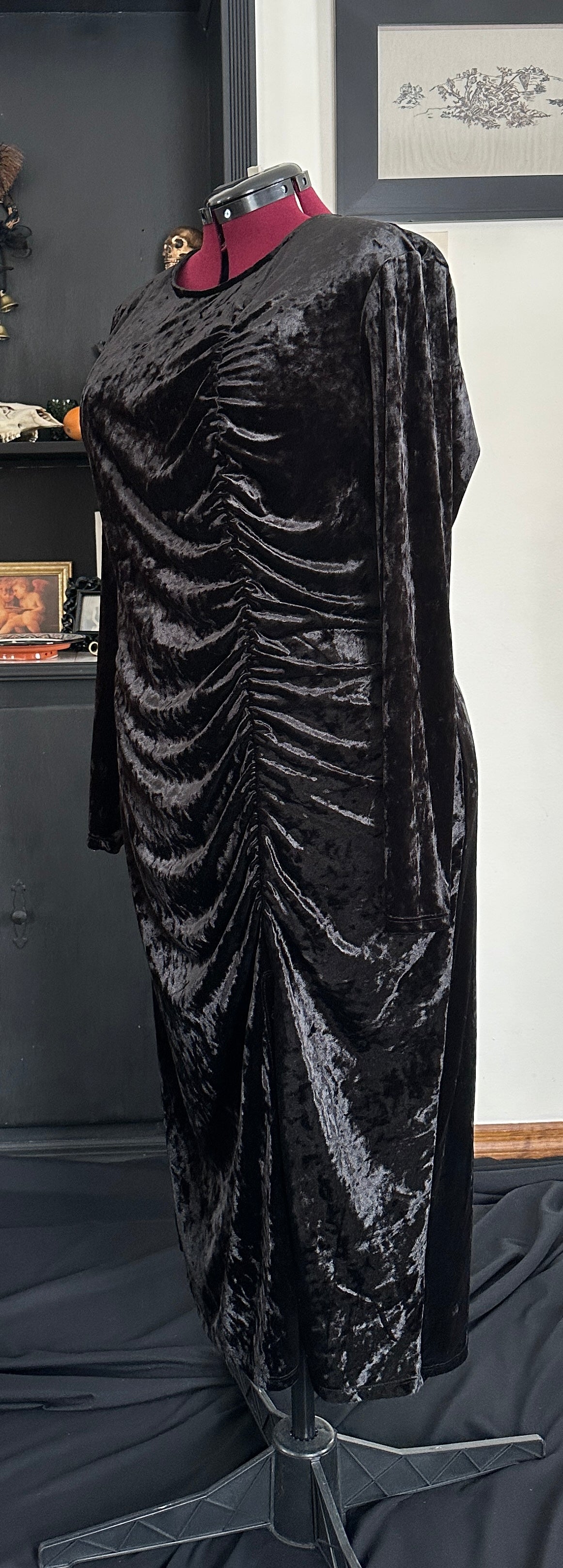 Ruched Velvet Bodycon Dress SZ 1X