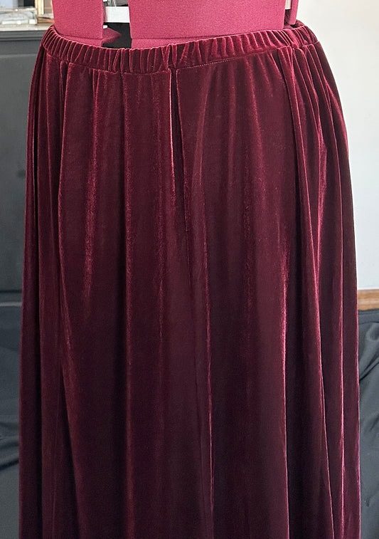 Wine Stretch Velvet Maxi Skirt SZ 22-24