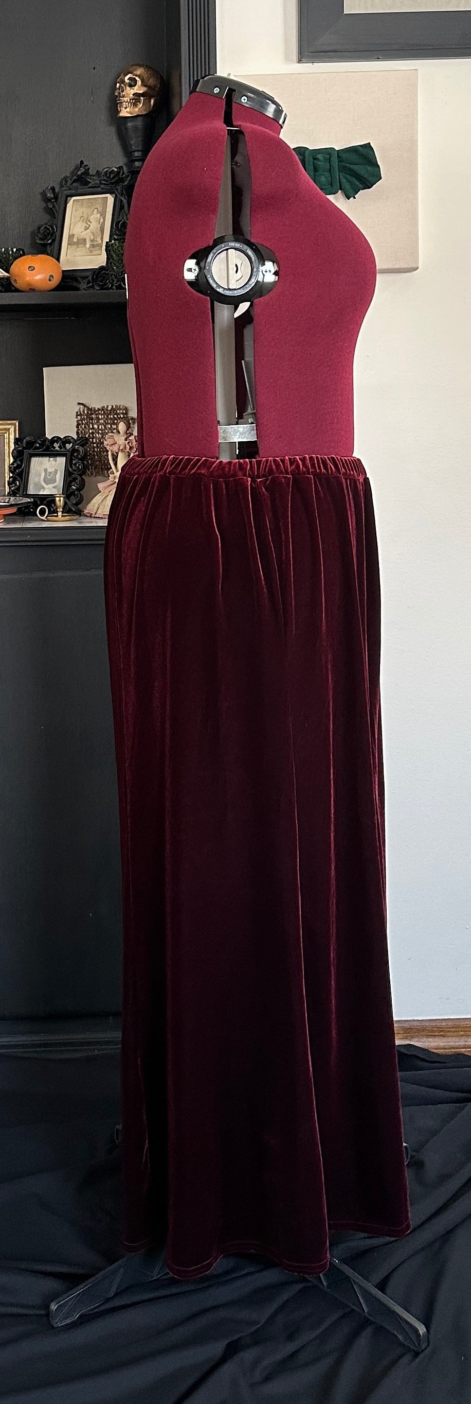 Wine Stretch Velvet Maxi Skirt SZ 22-24
