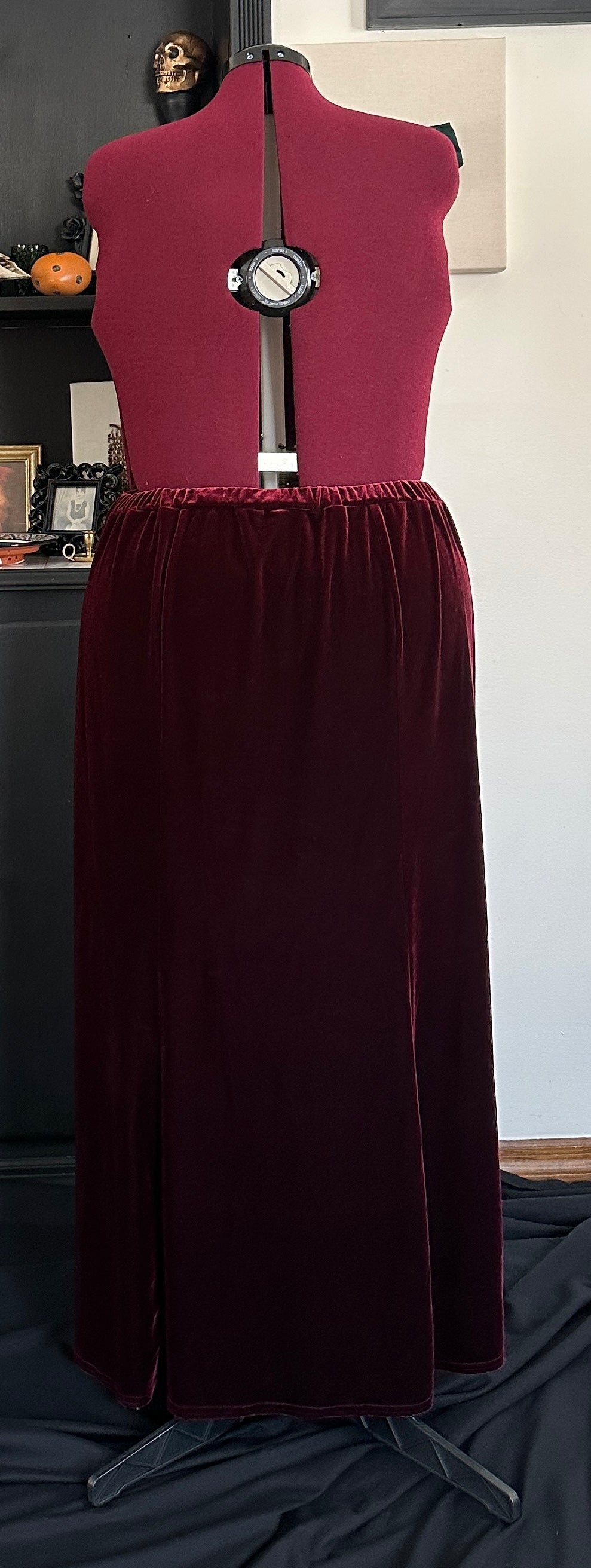 Wine Stretch Velvet Maxi Skirt SZ 22-24