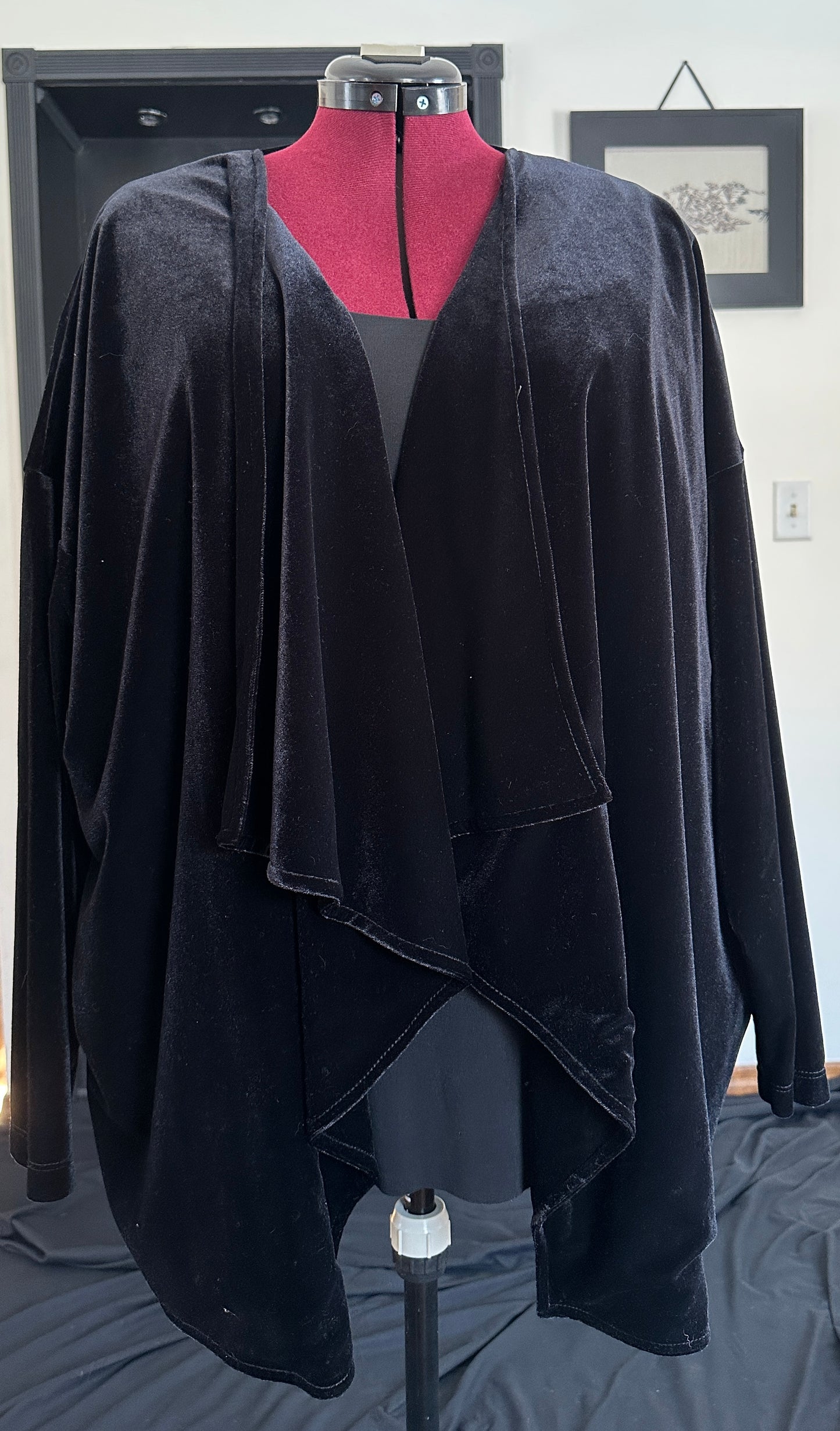 Velvet Drape Front Cardigan L-2X