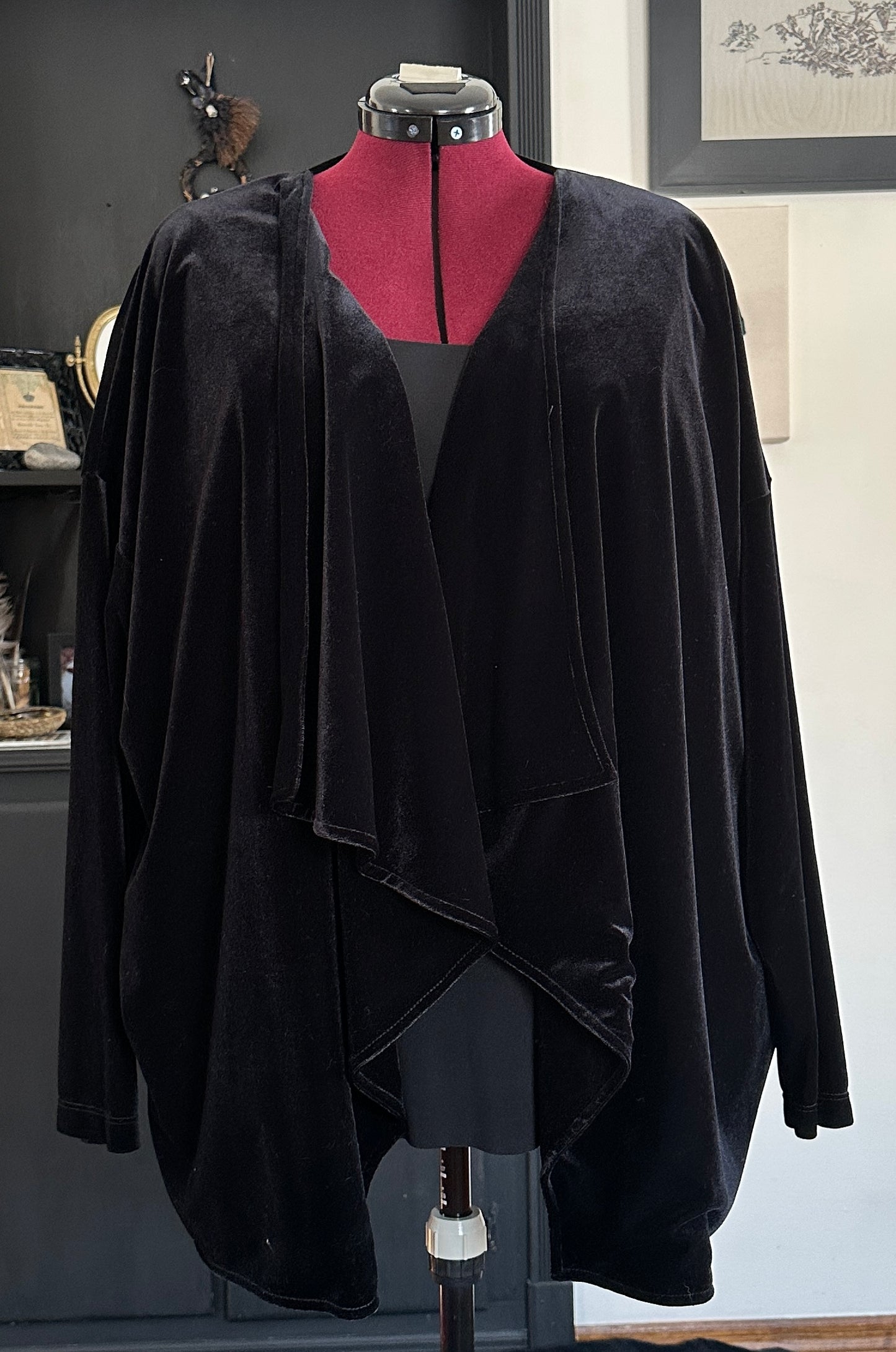 Velvet Drape Front Cardigan L-2X