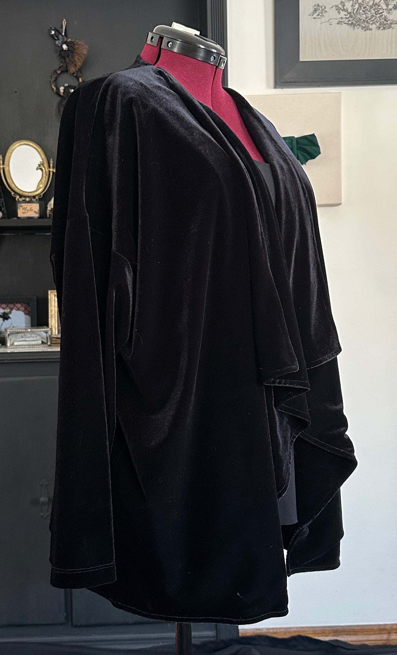 Velvet Drape Front Cardigan L-2X