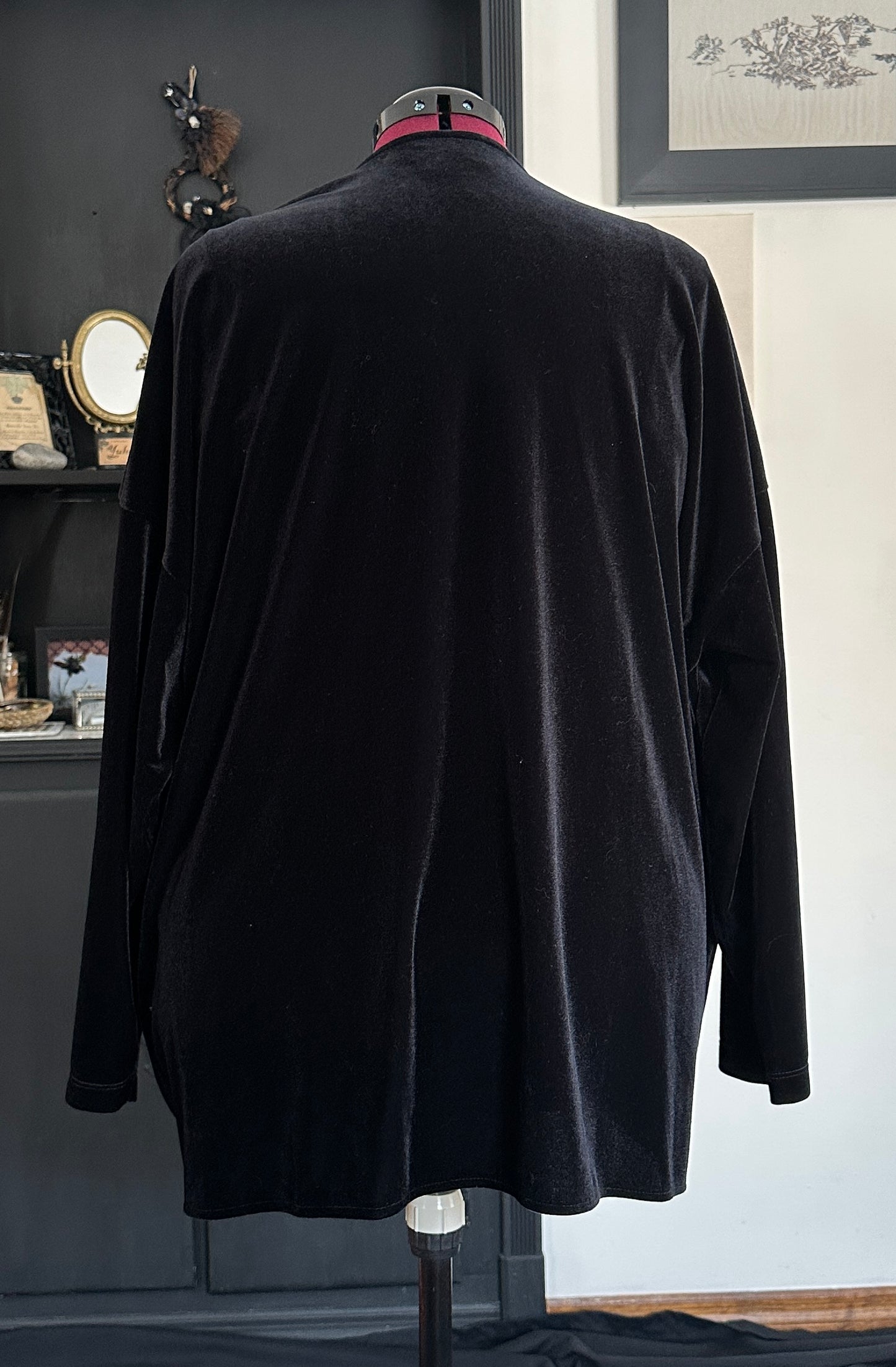 Velvet Drape Front Cardigan L-2X