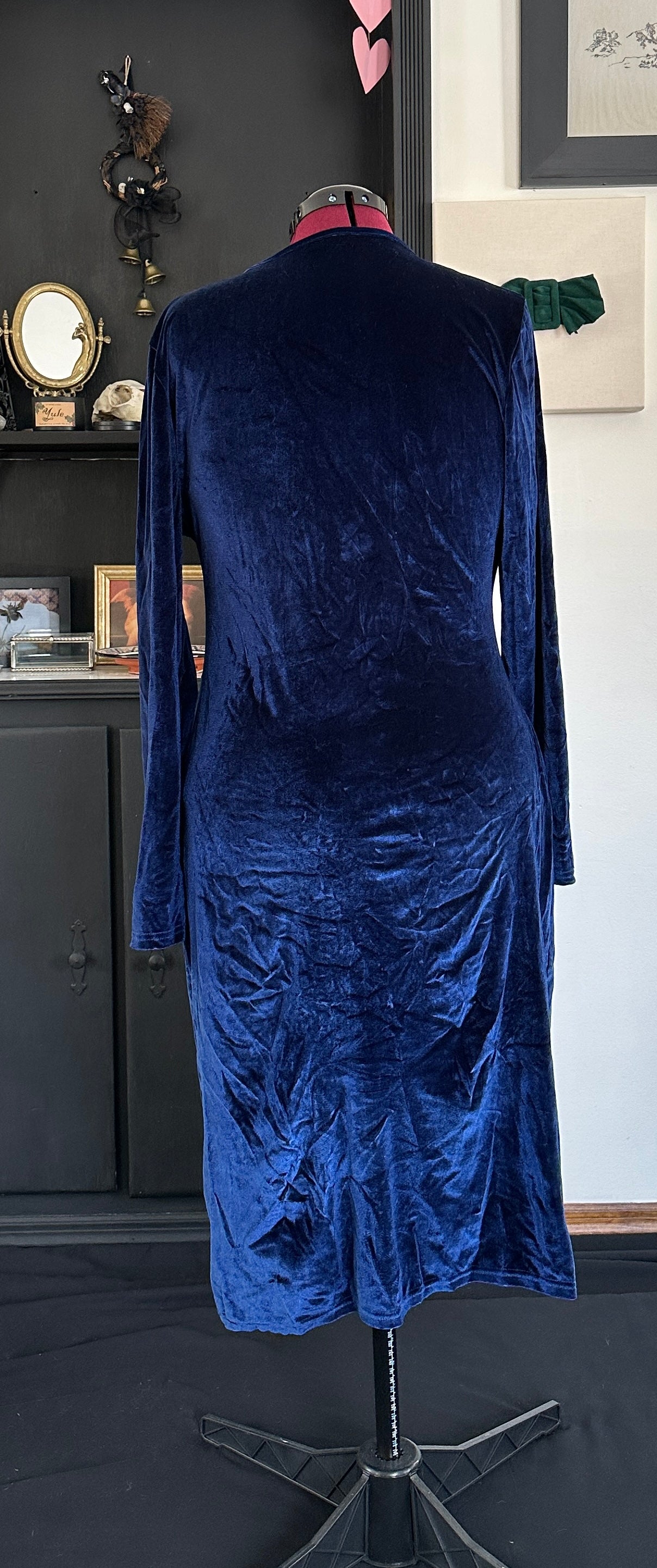 Crushed Velvet Faux Wrap Dress 1X - 2X