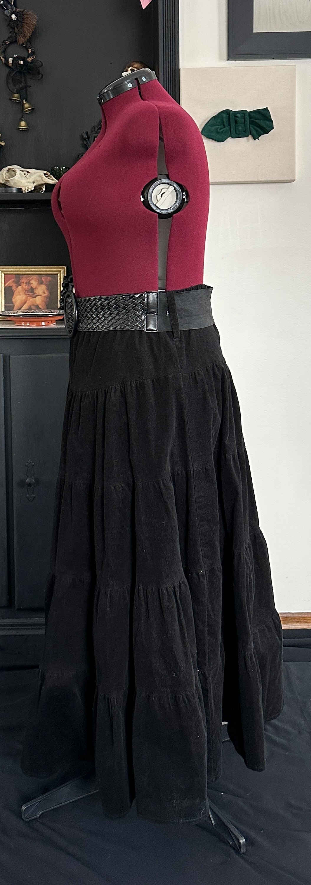 Corduroy Maxi Prairie Skirt With Belt