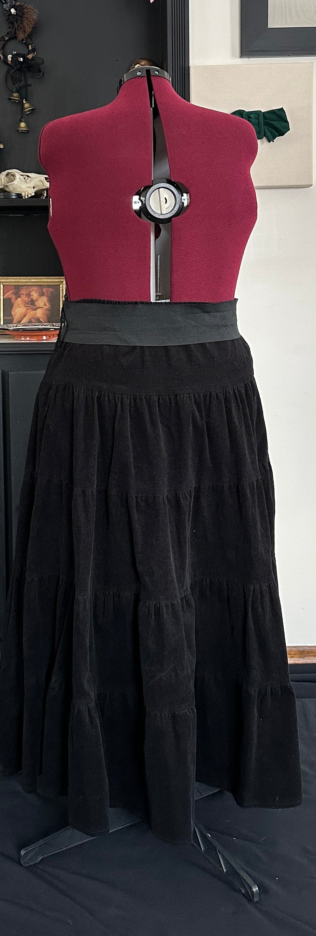 Corduroy Maxi Prairie Skirt With Belt