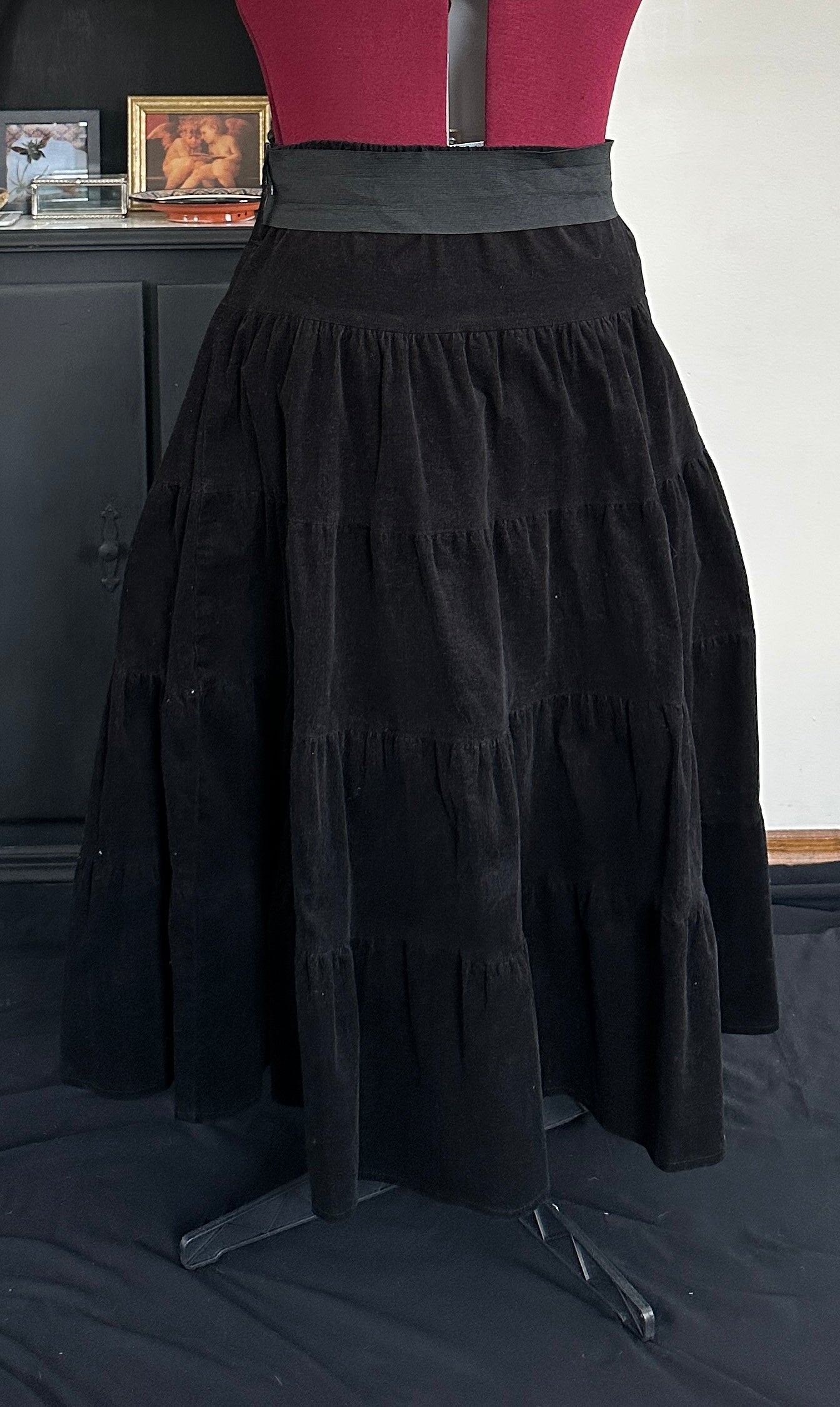 Corduroy Maxi Prairie Skirt With Belt