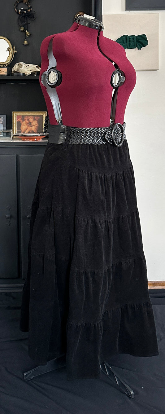 Corduroy Maxi Prairie Skirt With Belt