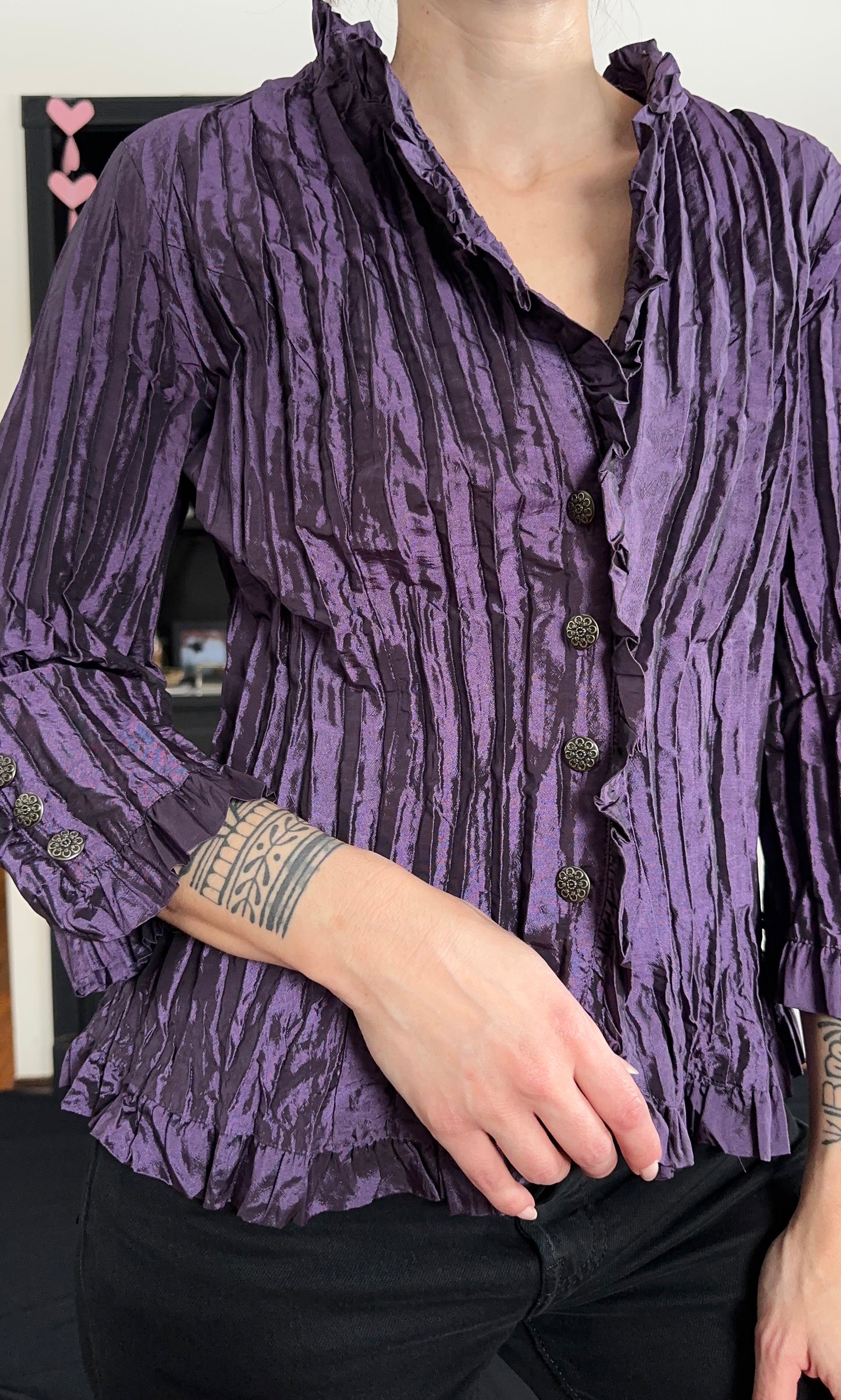Vintage 90s Crinkled Top M