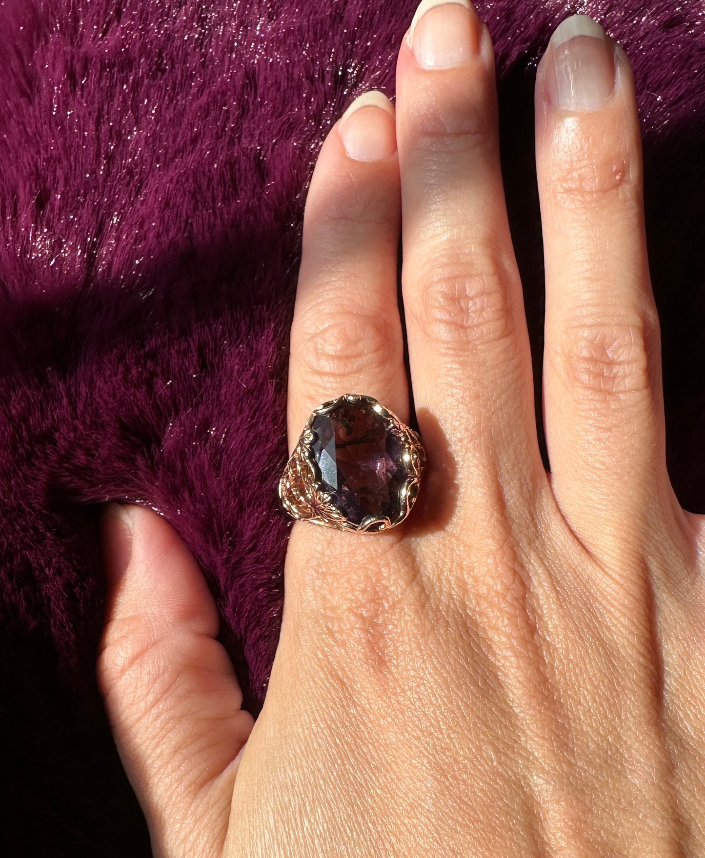Amethyst Leaf Ring SZ 9.75