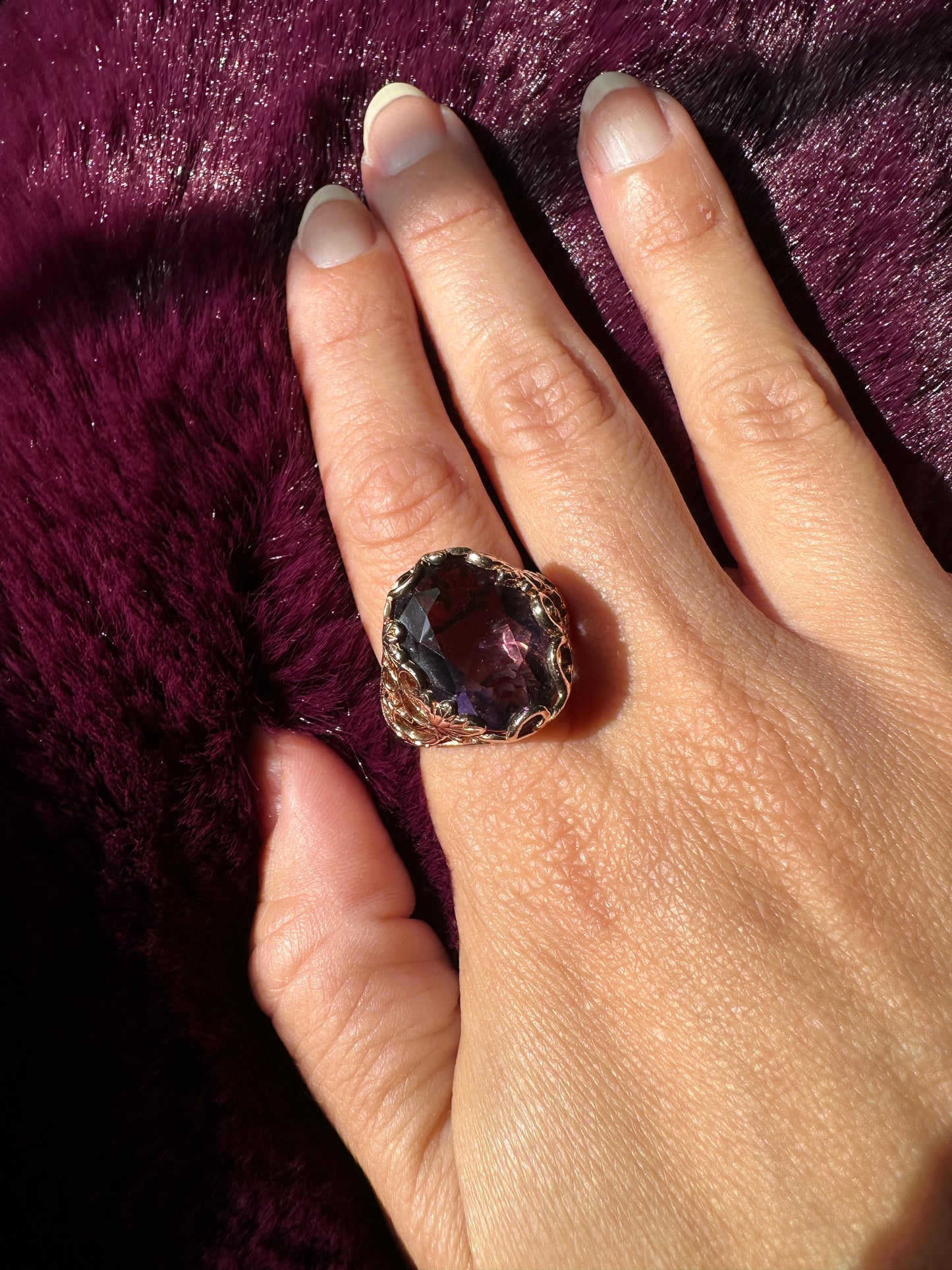 Amethyst Leaf Ring SZ 9.75