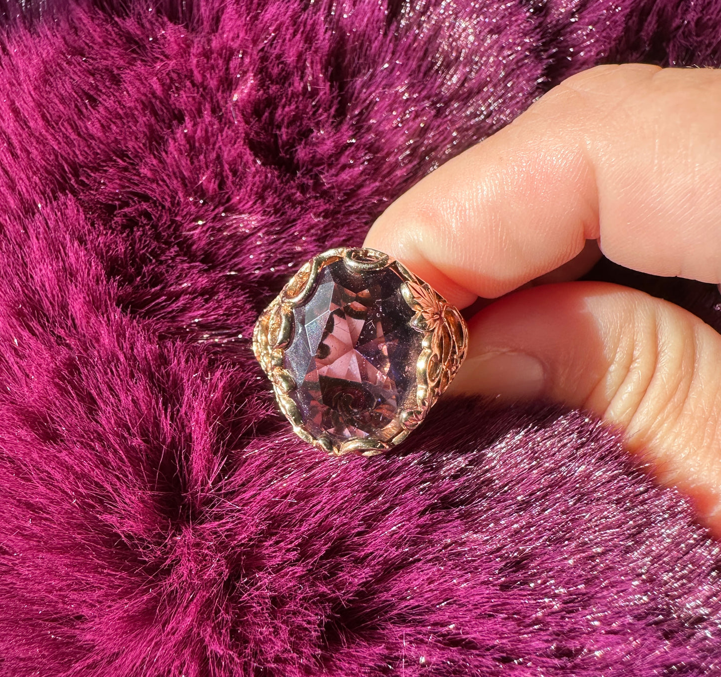 Amethyst Leaf Ring SZ 9.75
