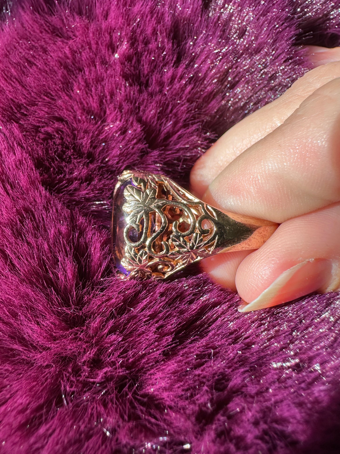 Amethyst Leaf Ring SZ 9.75