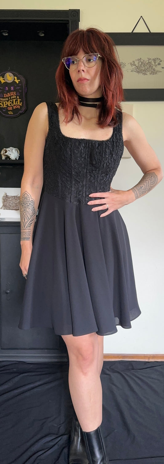 90s Vintage Laundry by Shelli Segal Goth Corset Dress