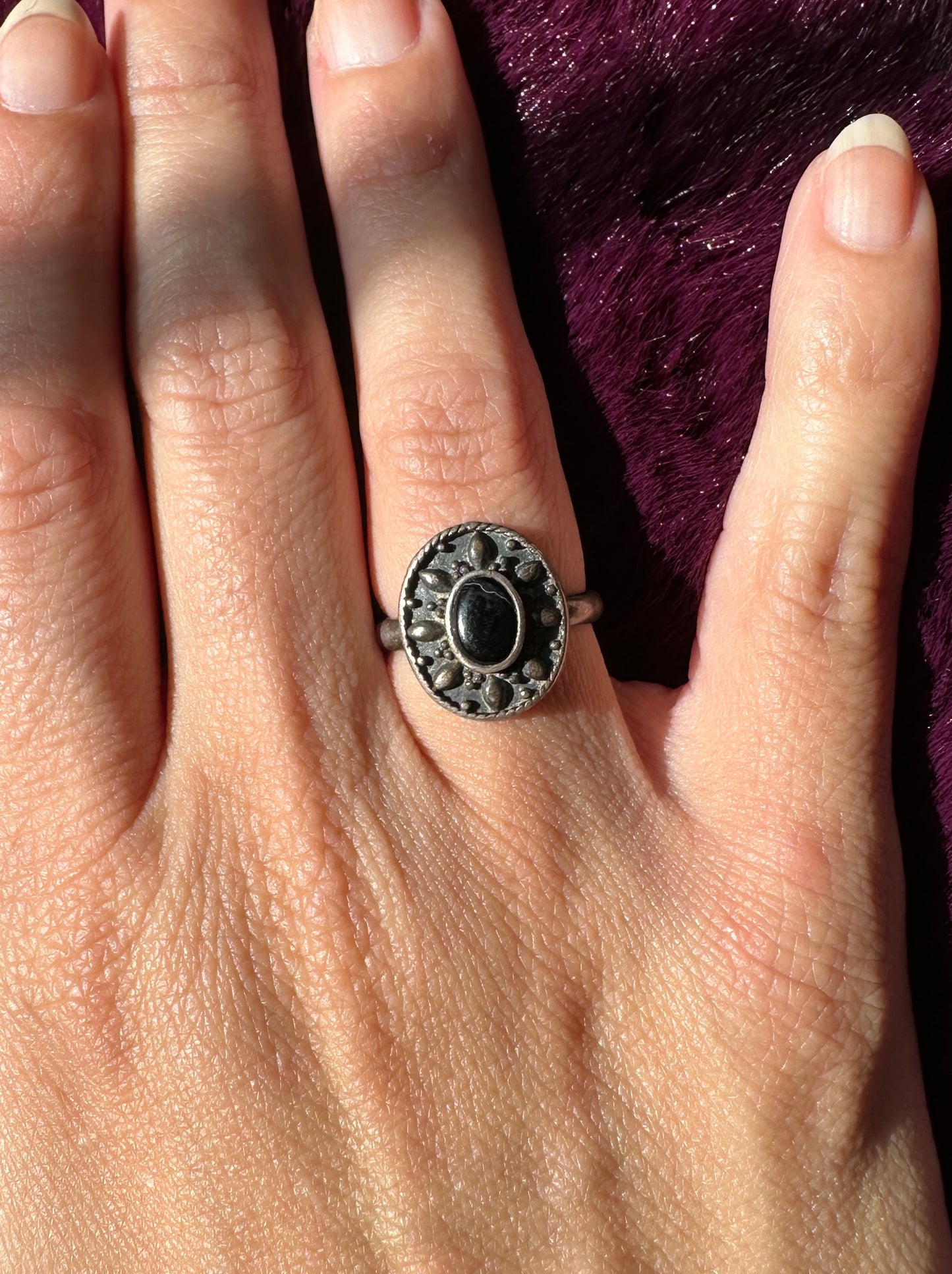 Medieval Revival Onyx Ring SZ 4.25