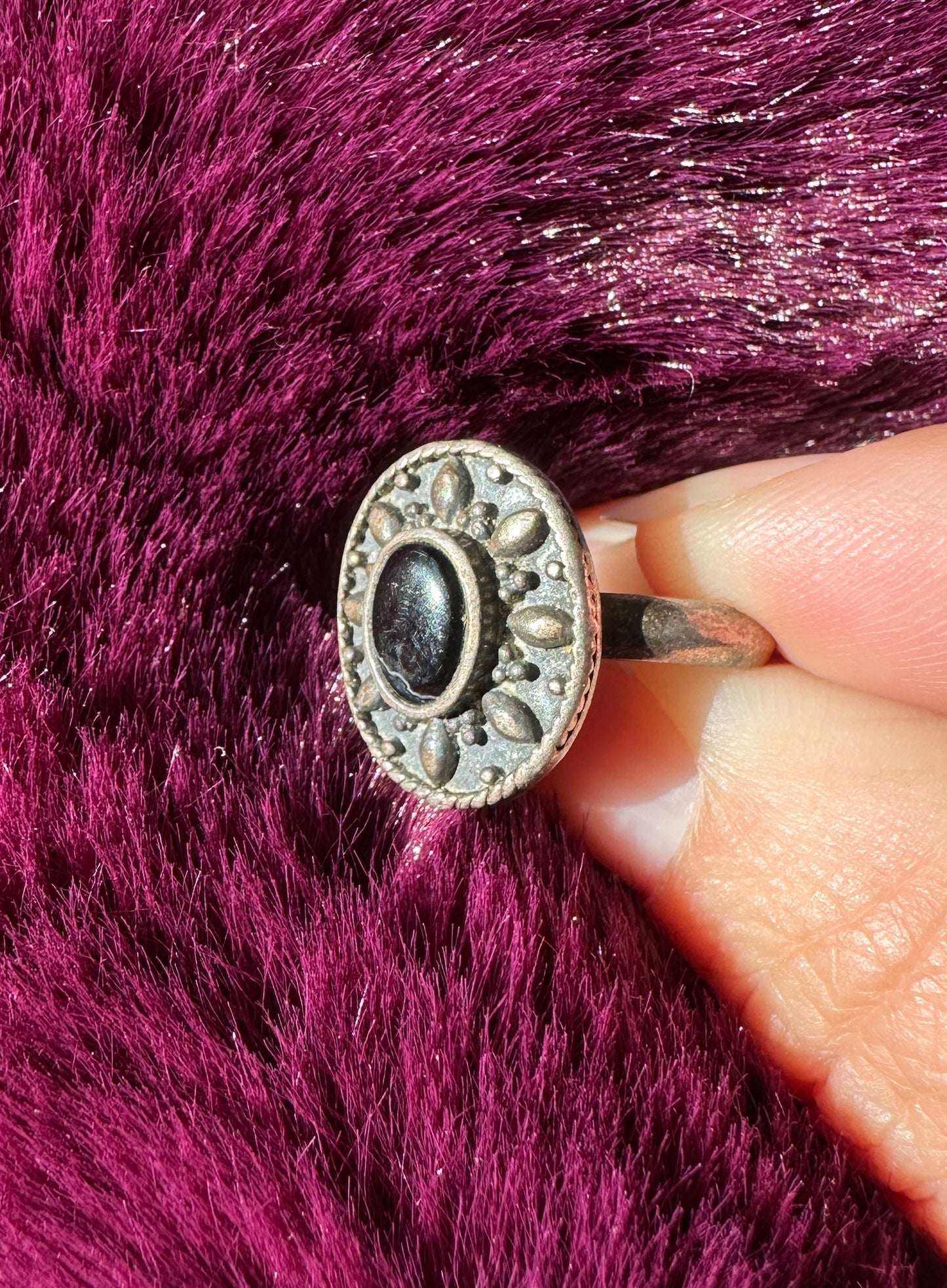 Medieval Revival Onyx Ring SZ 4.25