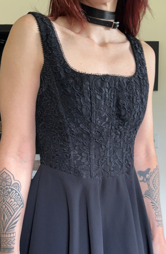 90s Vintage Laundry by Shelli Segal Goth Corset Dress