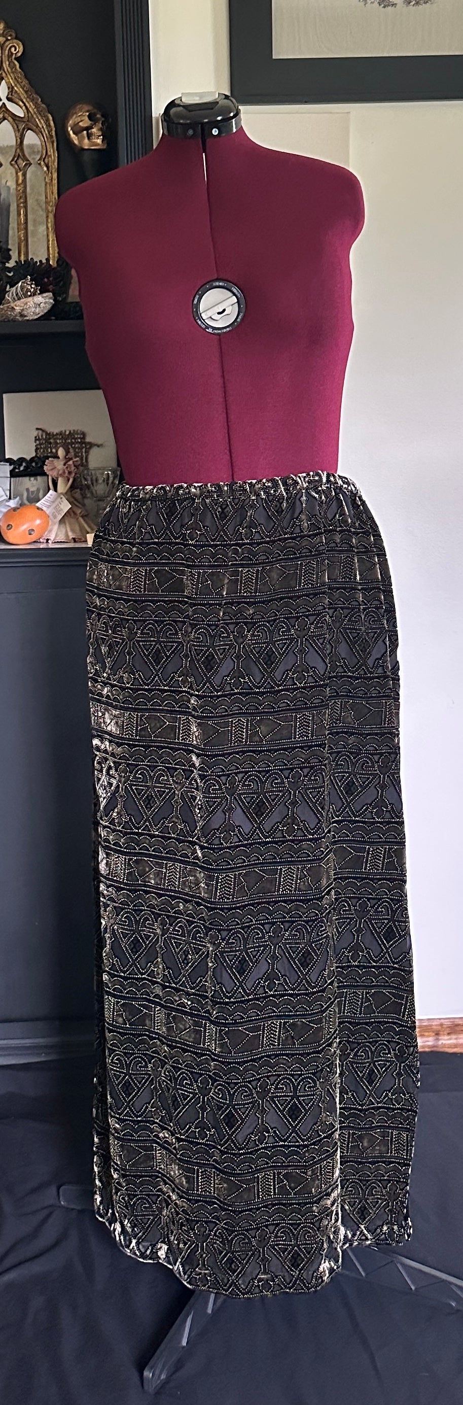 Silk Burnout Velvet Maxi Skirt 1X-2X