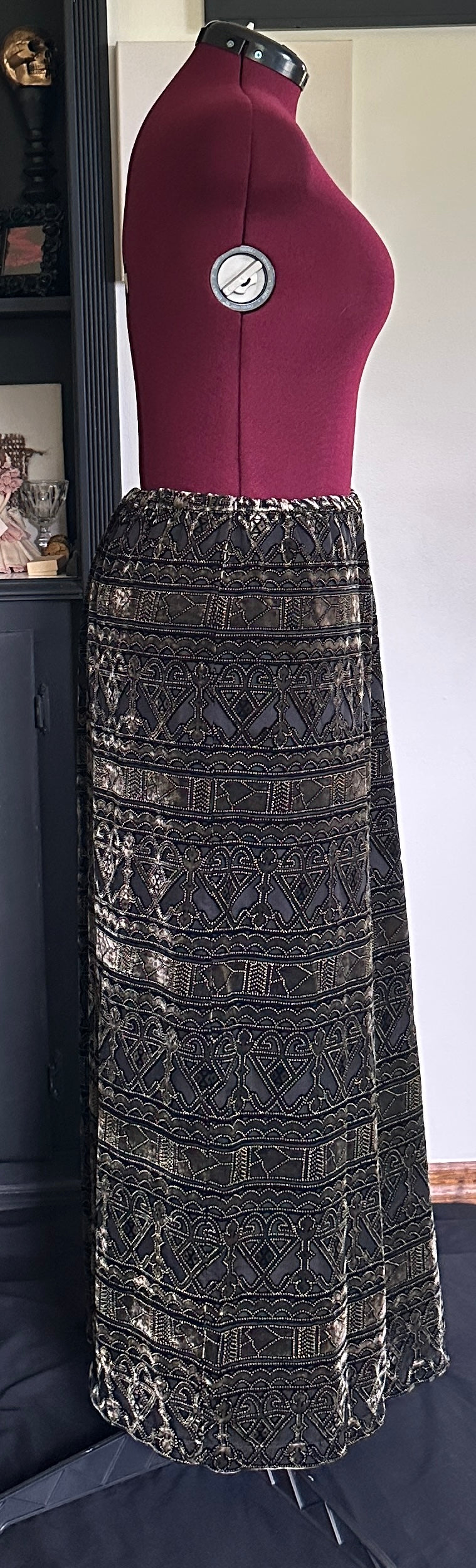 Silk Burnout Velvet Maxi Skirt 1X-2X