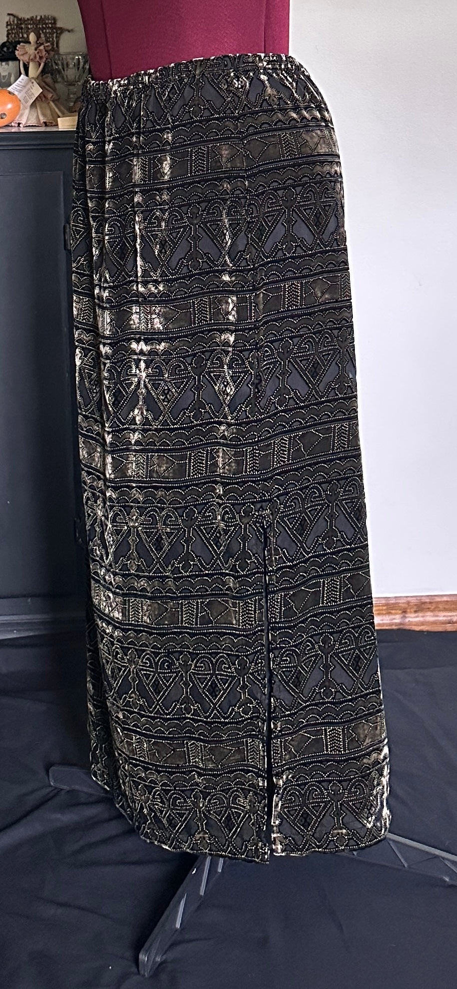 Silk Burnout Velvet Maxi Skirt 1X-2X