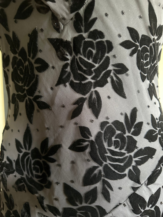 90s Vintage Burnout Velvet Whimsigoth Dress