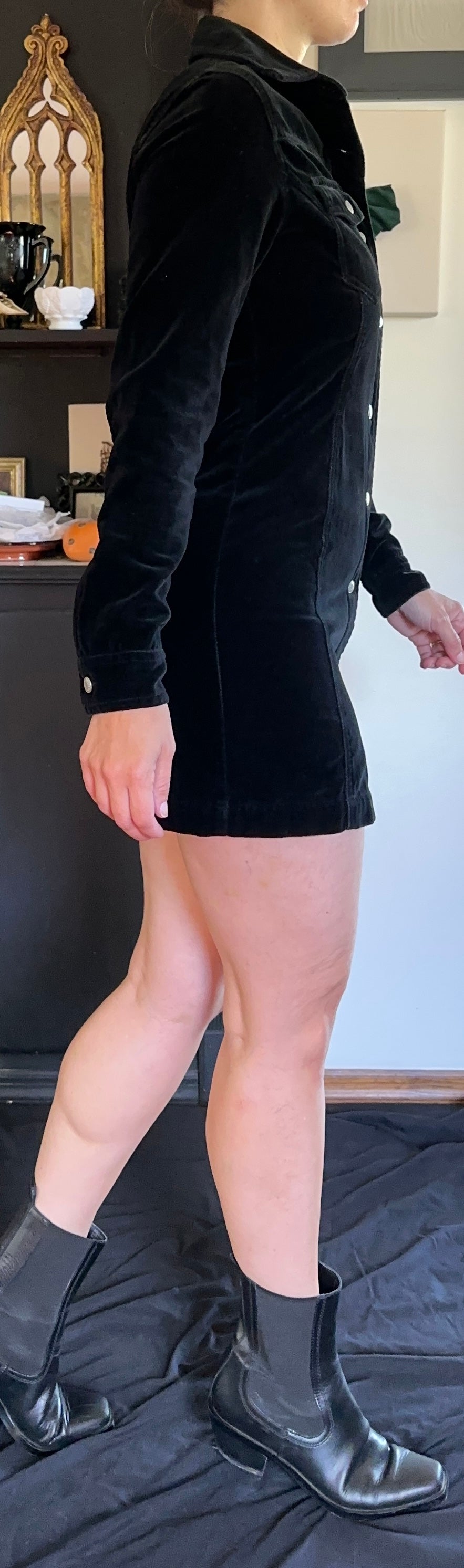 Y2K Velvet Shirt Dress XXS/XS