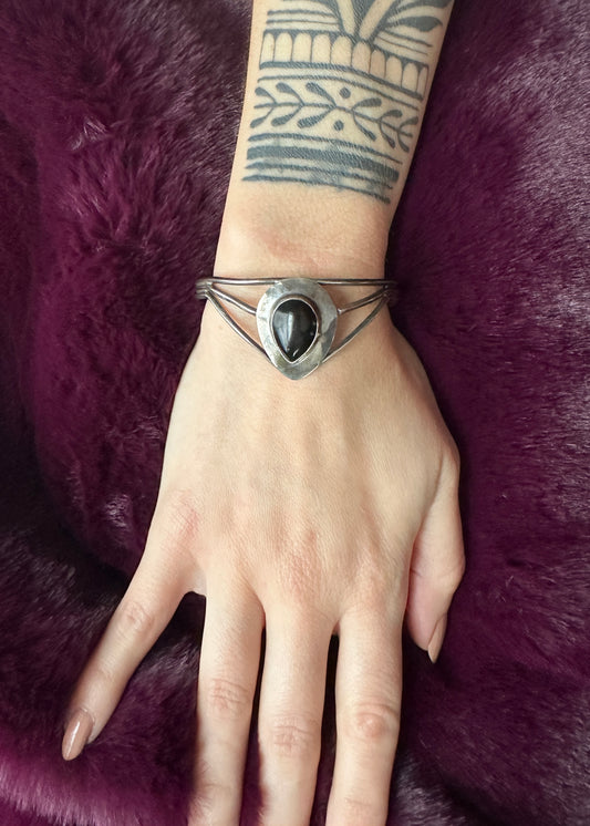 Vintage Silver & Onyx Cuff Bracelet