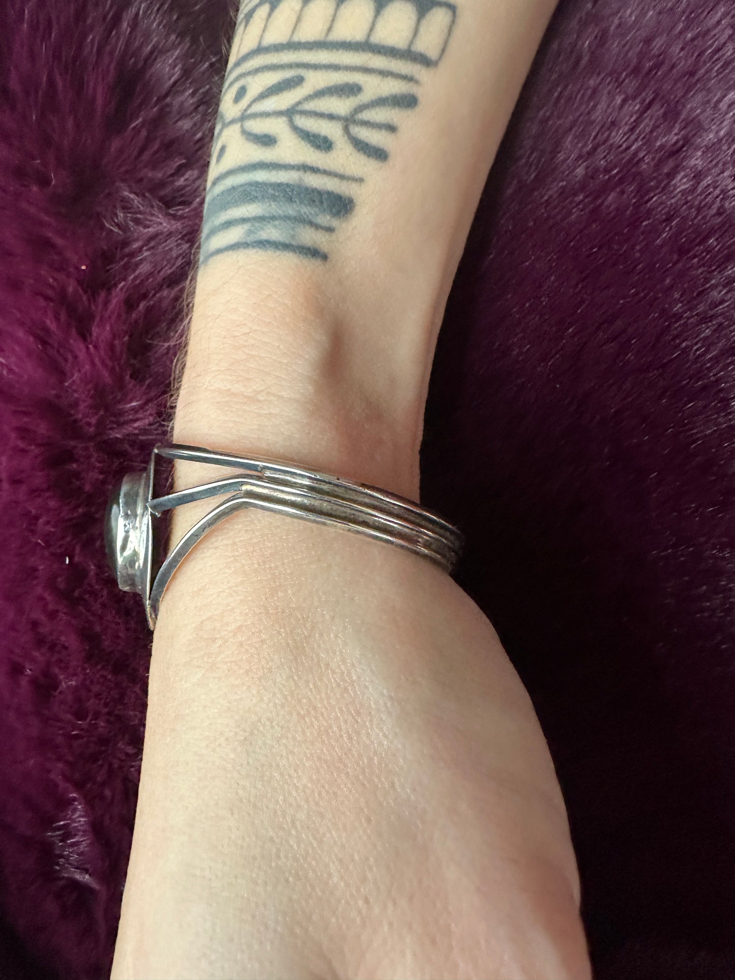 Vintage Silver & Onyx Cuff Bracelet