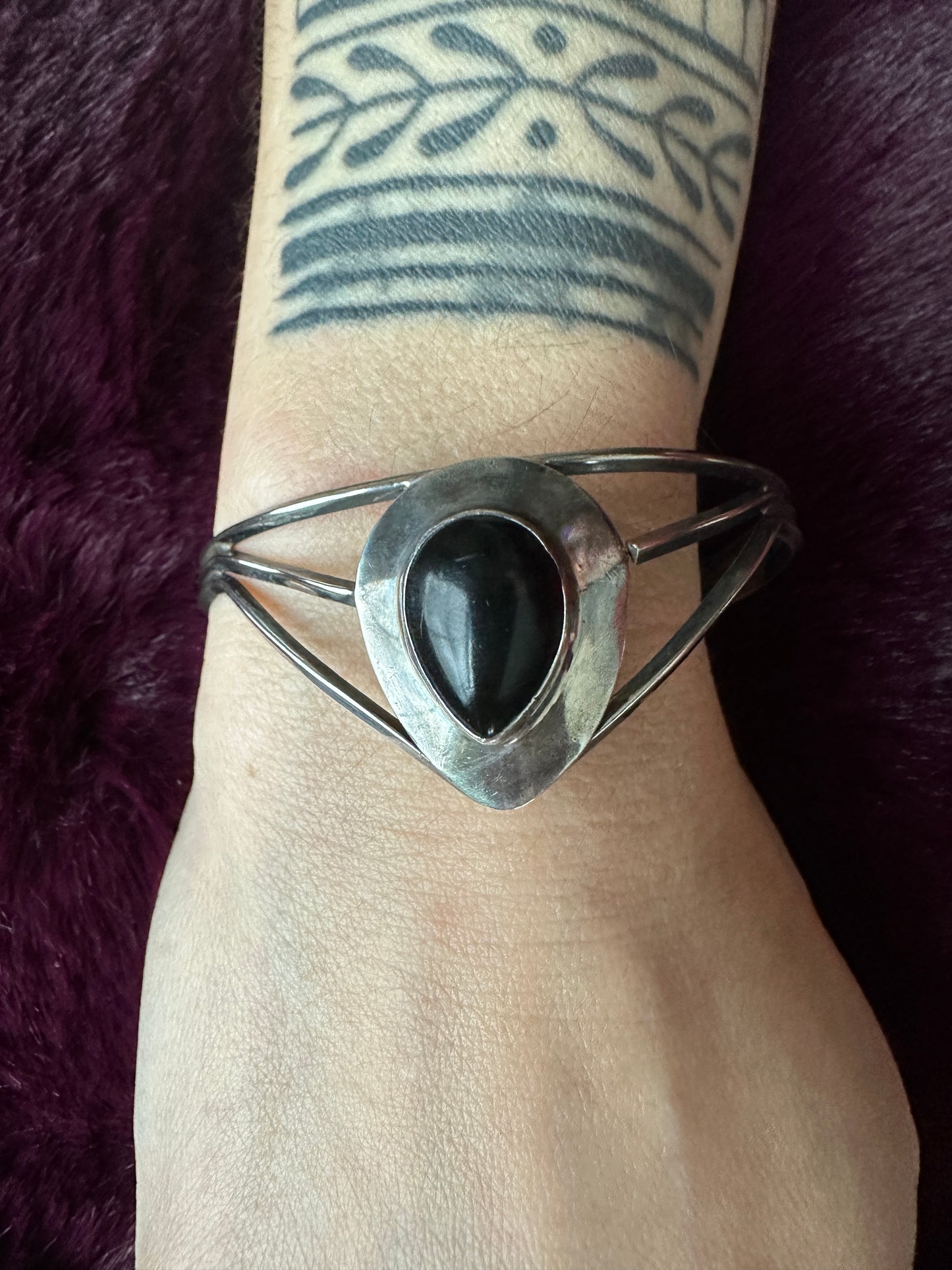 Vintage Silver & Onyx Cuff Bracelet