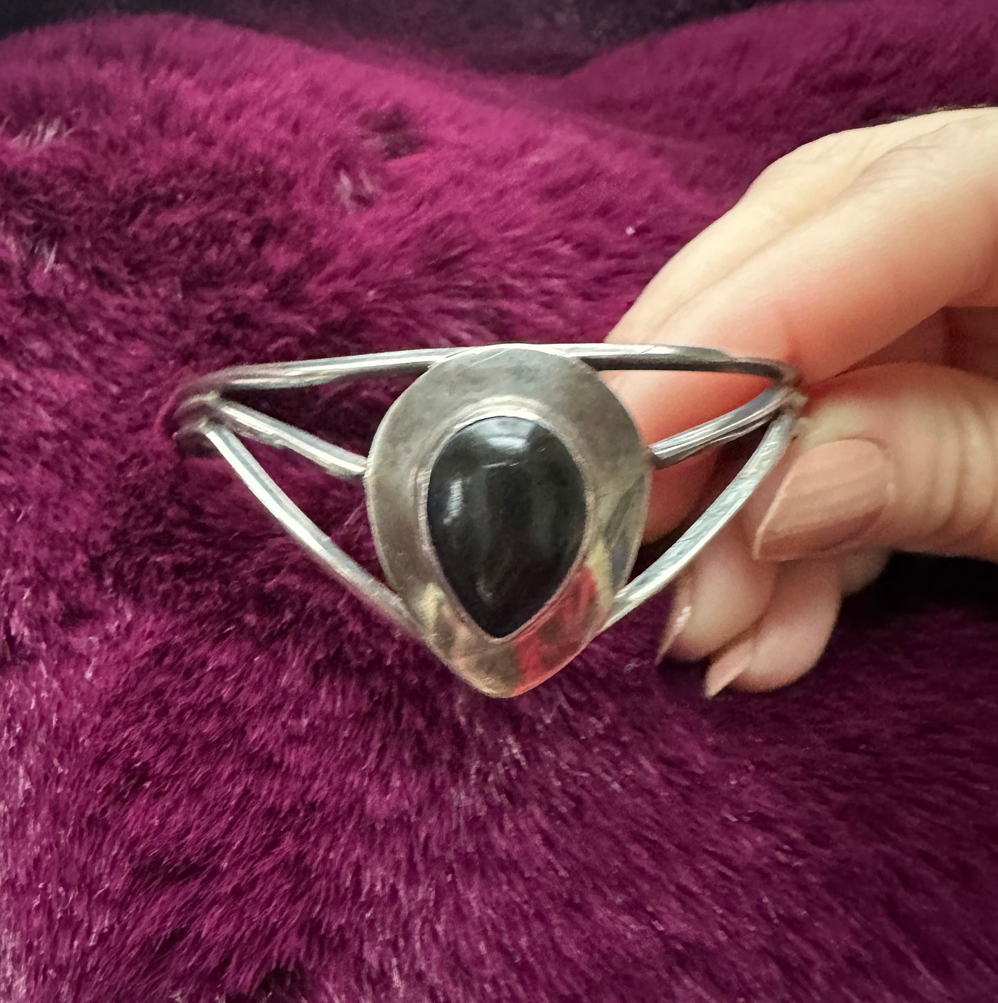Vintage Silver & Onyx Cuff Bracelet