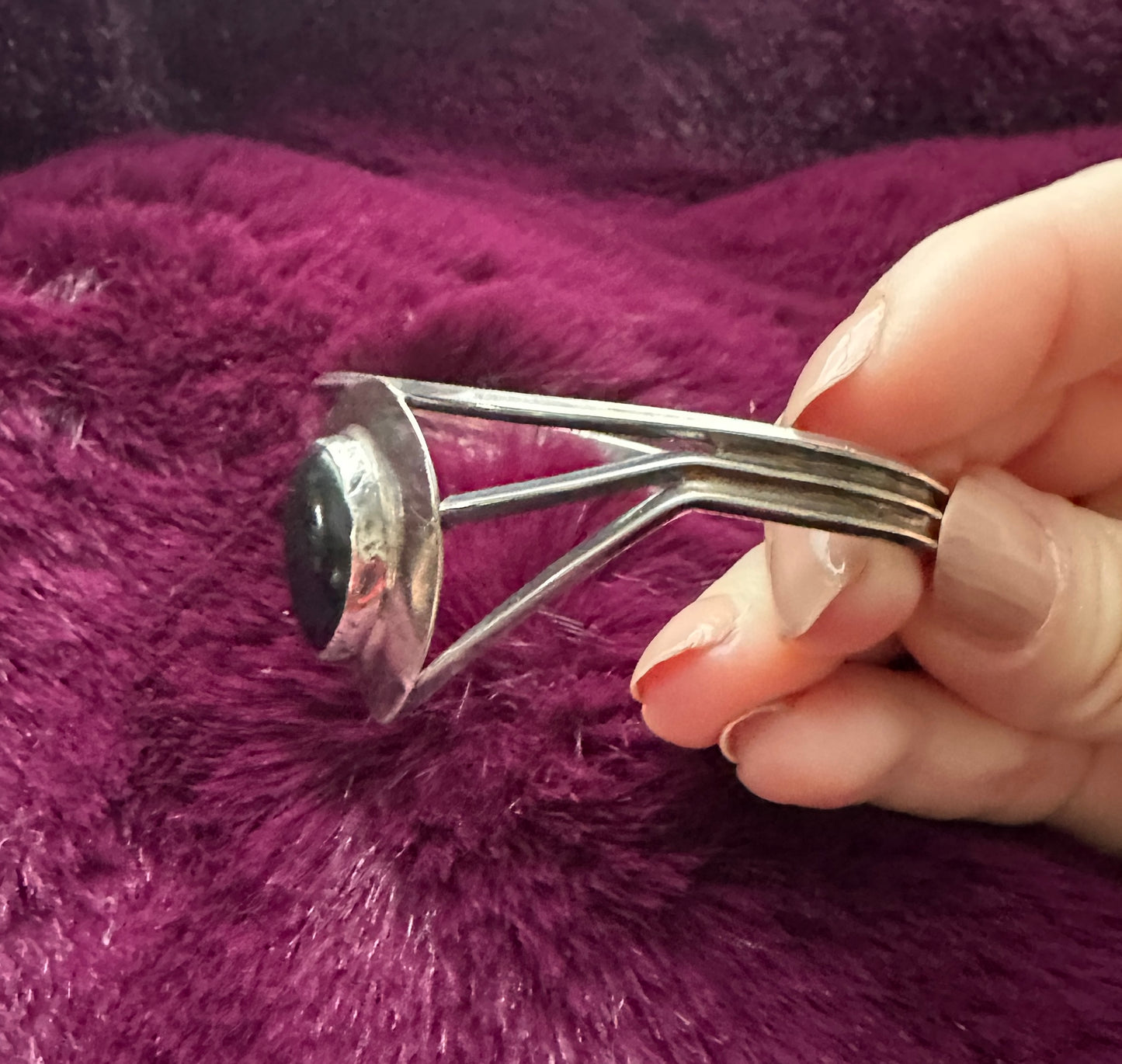 Vintage Silver & Onyx Cuff Bracelet
