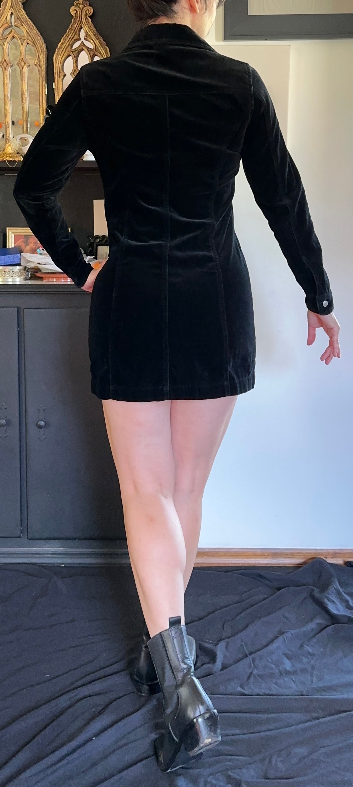 Y2K Velvet Shirt Dress XXS/XS