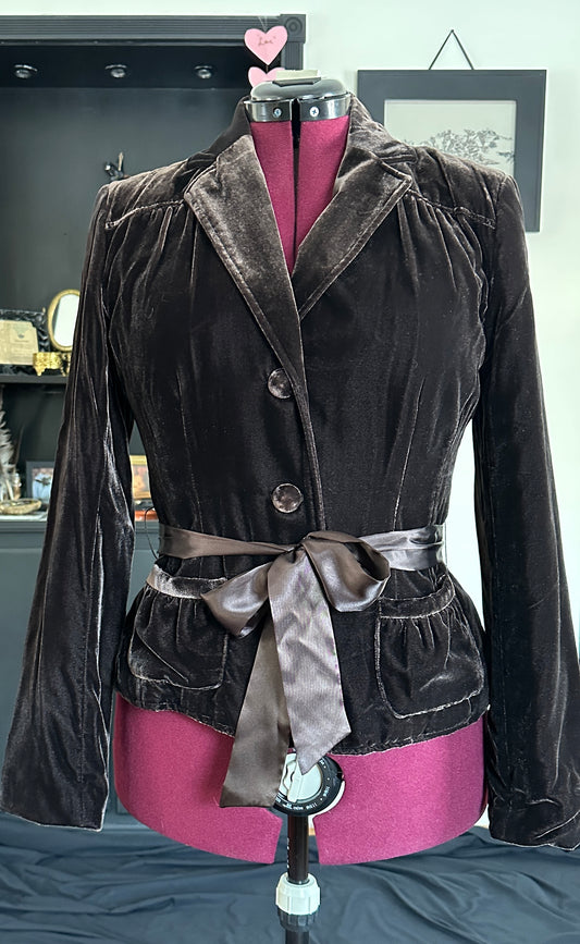 Brown Velvet Blazer SZ 12