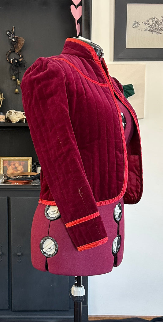 70s Velvet Quilted Jacket XS - S