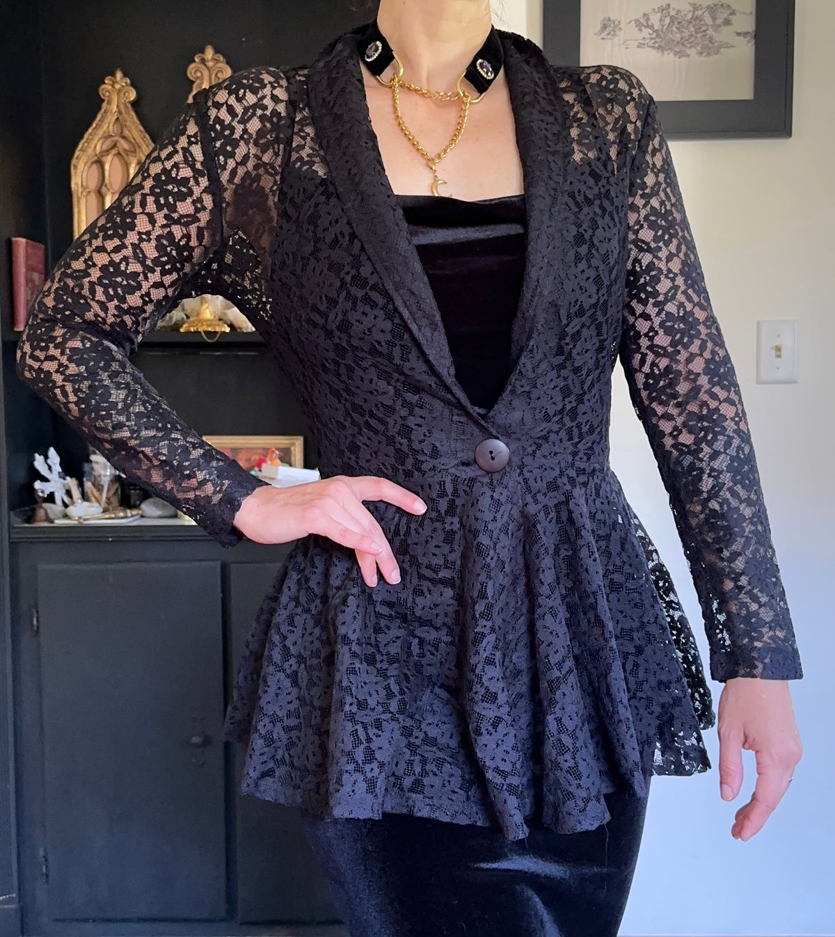 80s Goth Lace Jacket XS/S