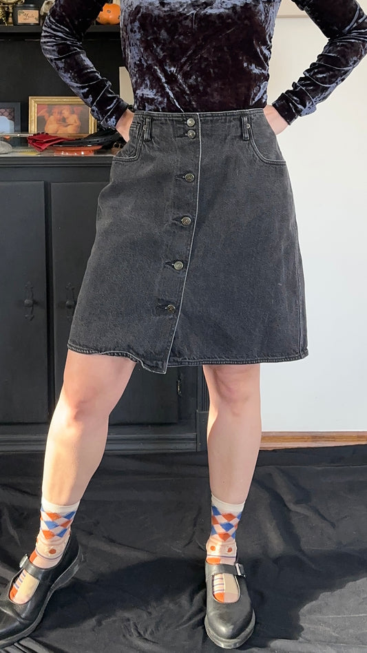 90s Black Denim Liz Claiborne Skirt SZ 10