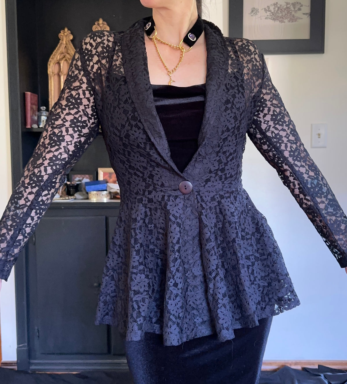 80s Goth Lace Jacket XS/S