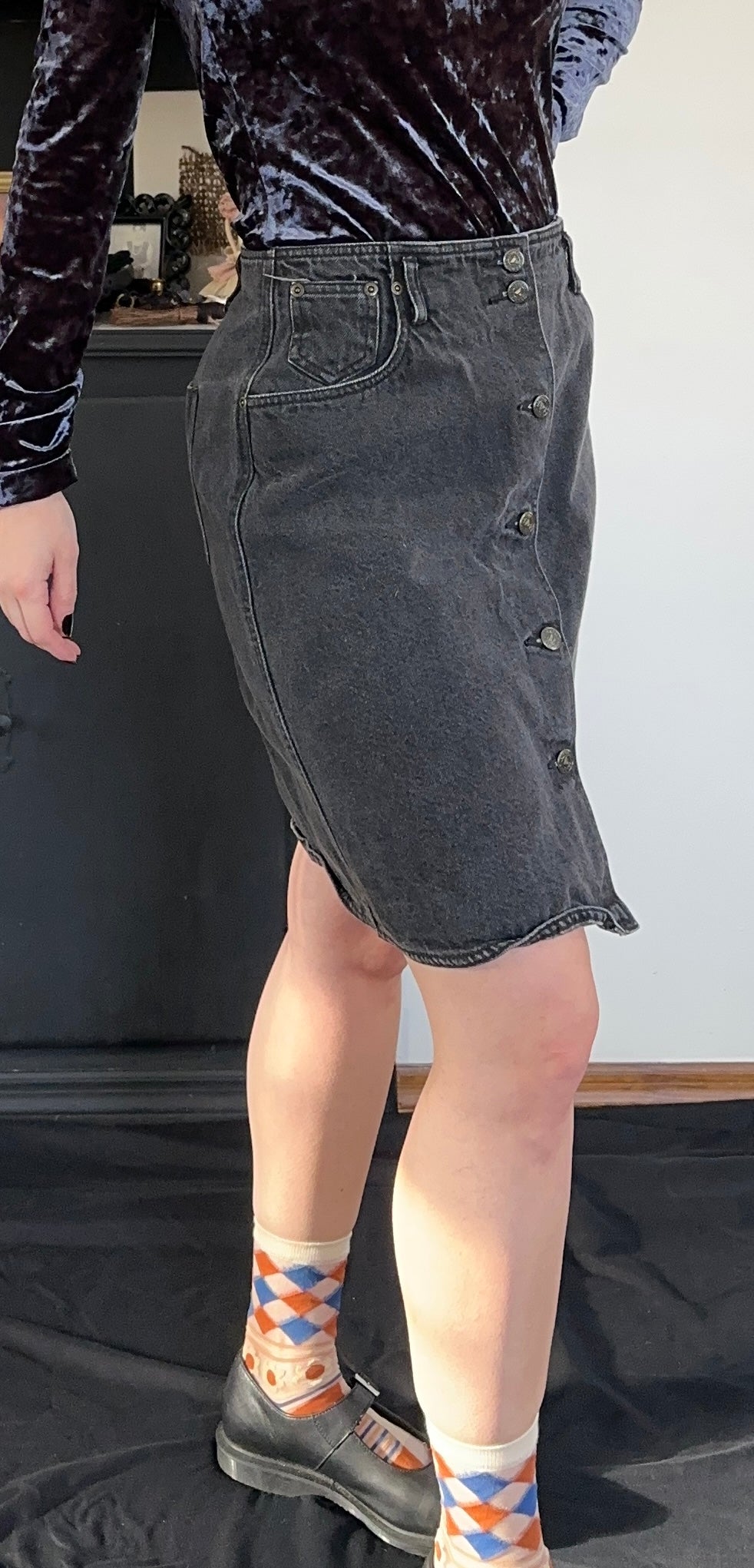 90s Black Denim Liz Claiborne Skirt SZ 10