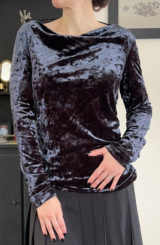 Cowl Neck Velvet Top M