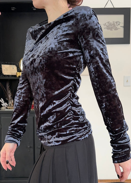 Cowl Neck Velvet Top M