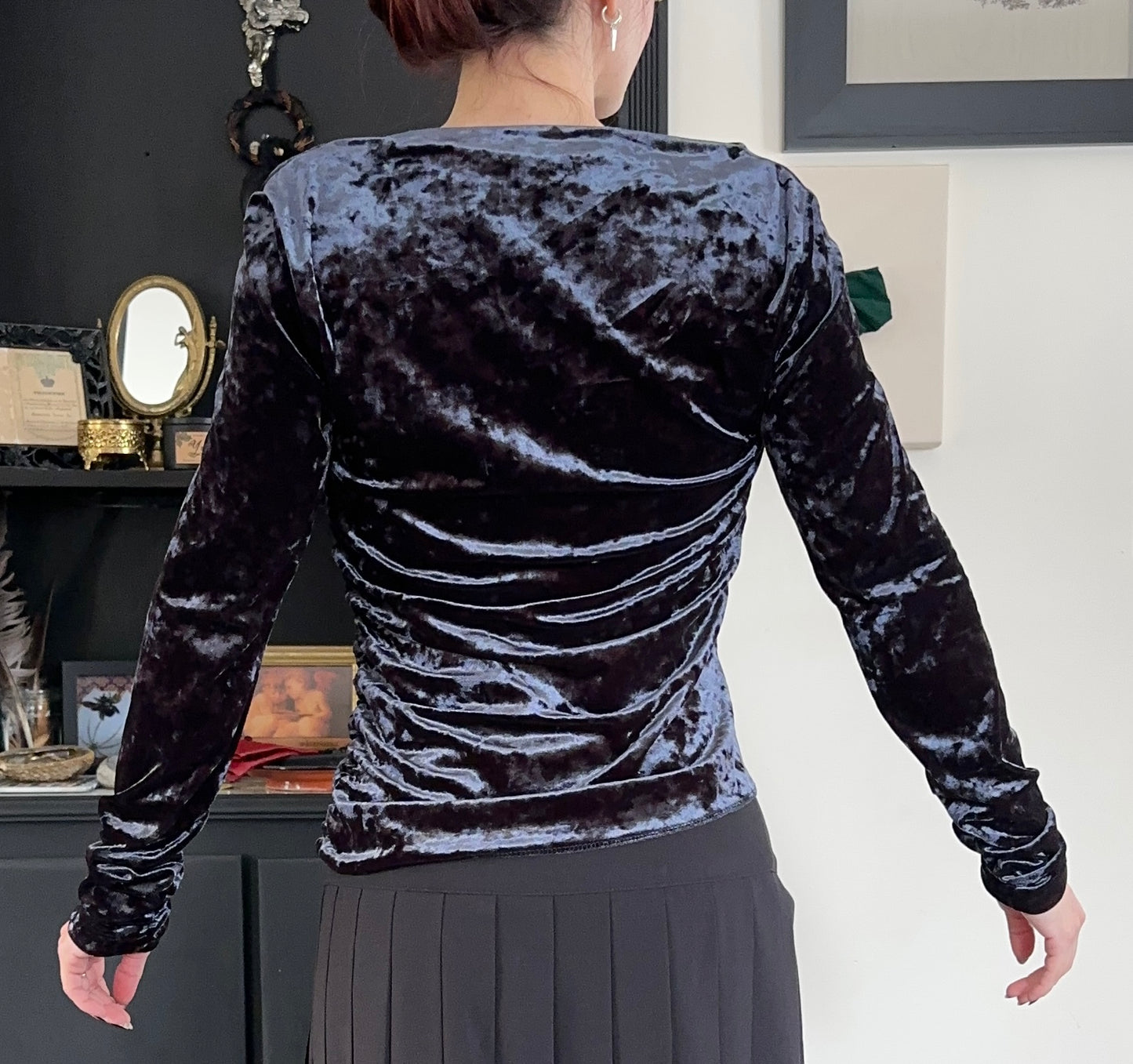 Cowl Neck Velvet Top M