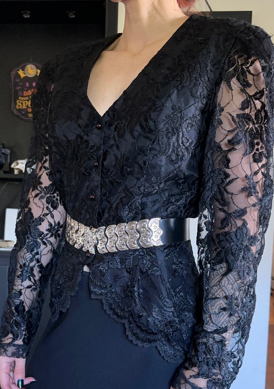 Vintage 80s Goth Lace Jacket XS - M