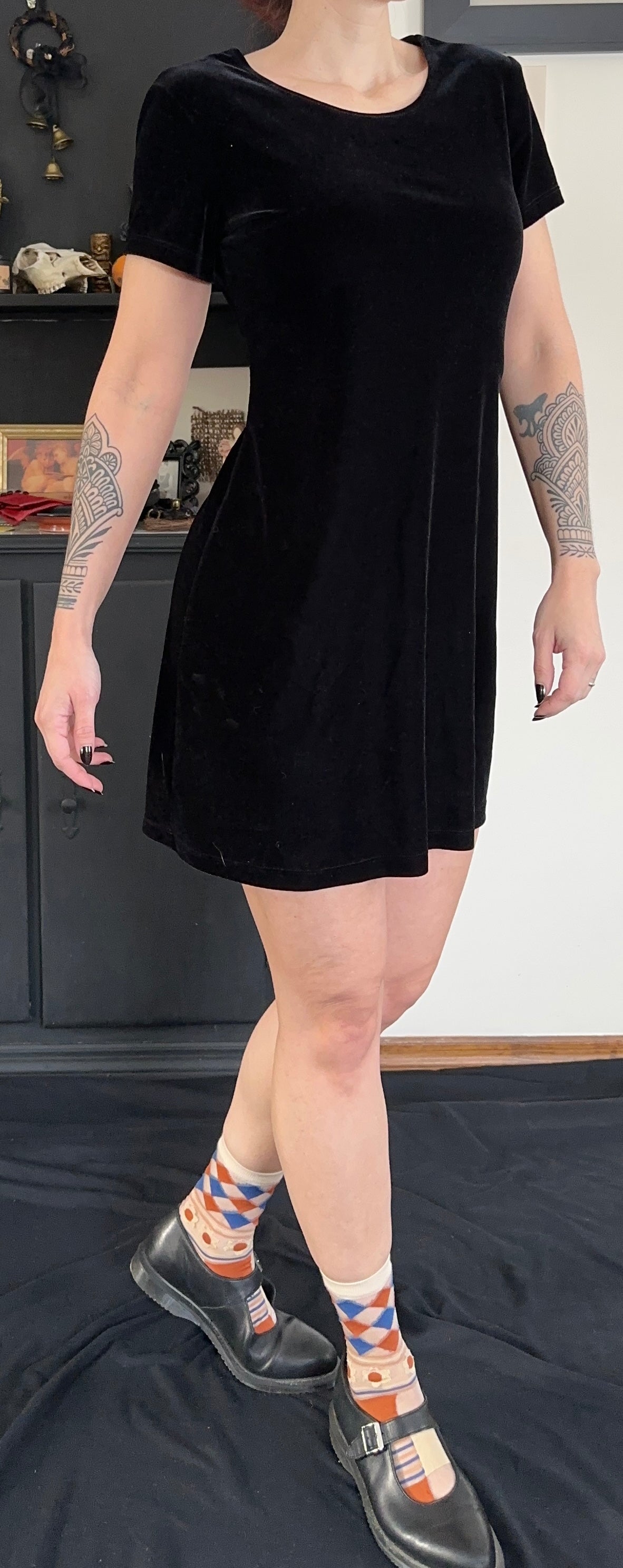 Black Velvet Mini Dress S