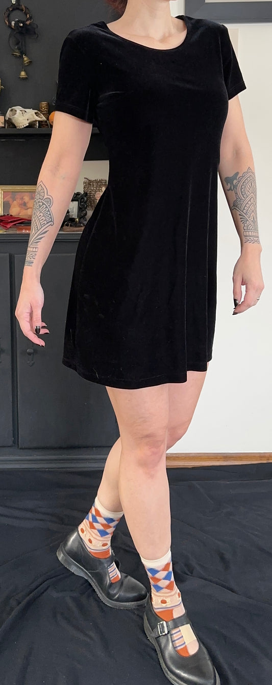 Black Velvet Mini Dress S