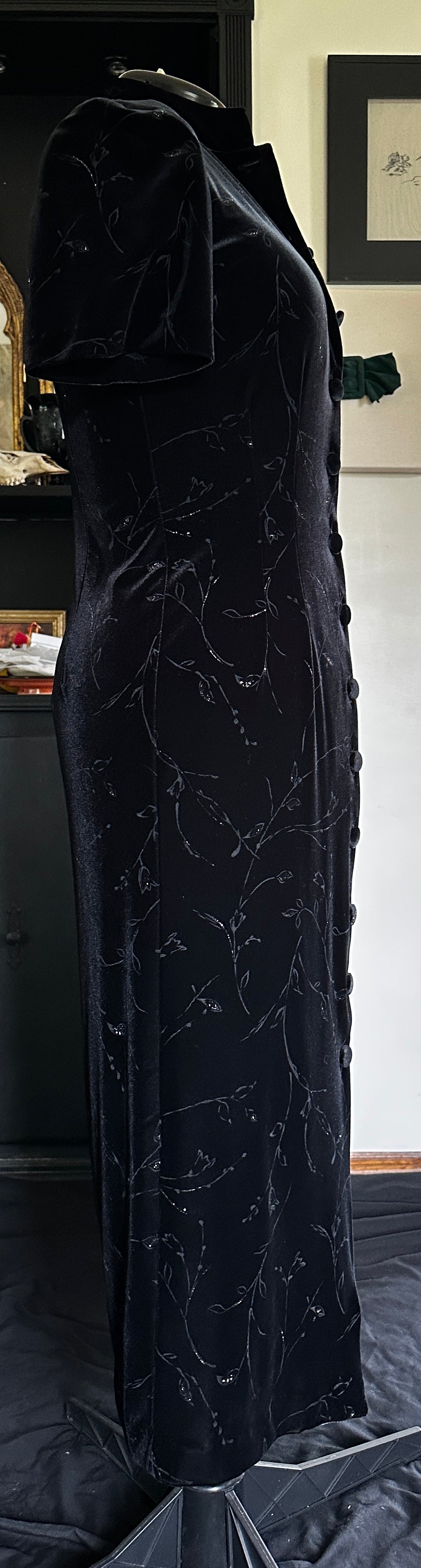 90s Romantic Goth Velvet Dress M/L