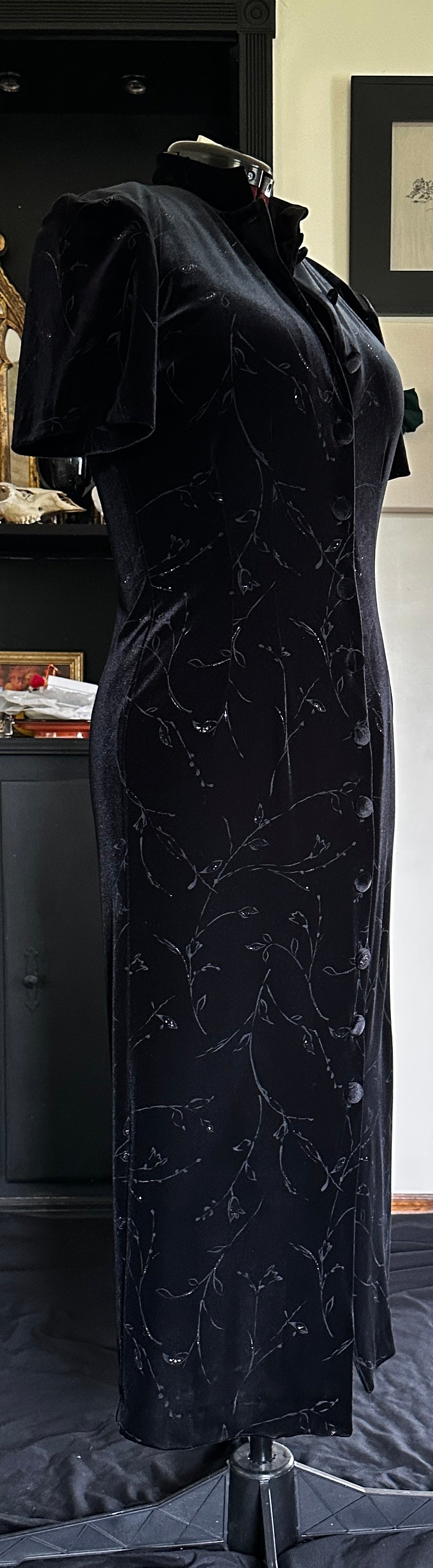 90s Romantic Goth Velvet Dress M/L