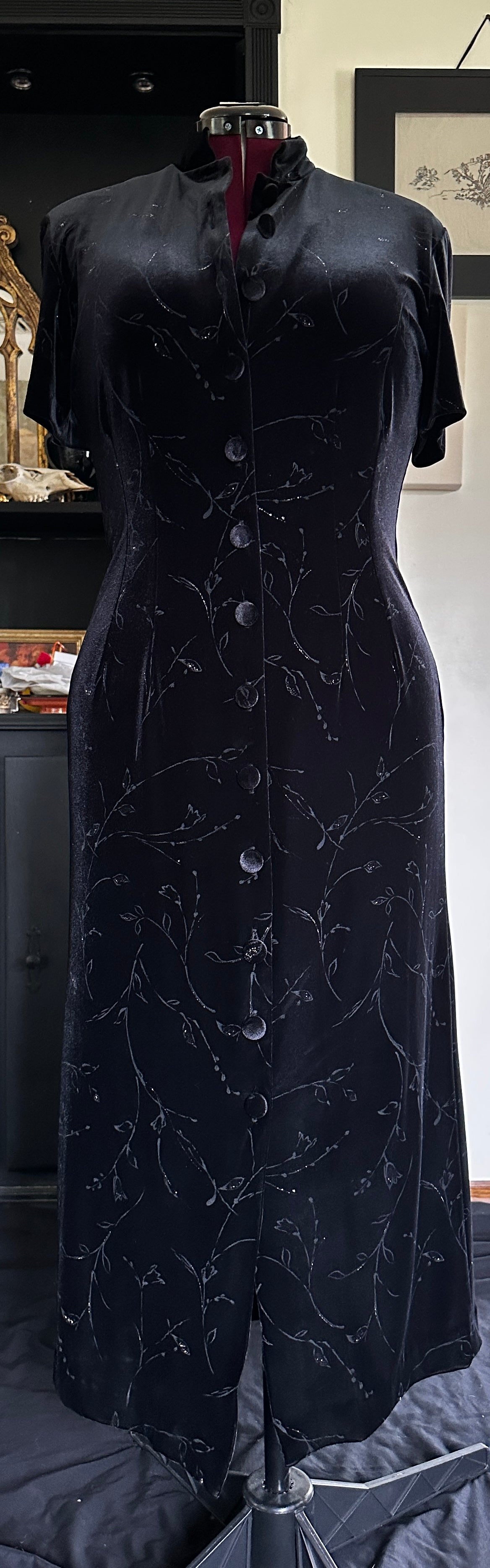90s Romantic Goth Velvet Dress M/L