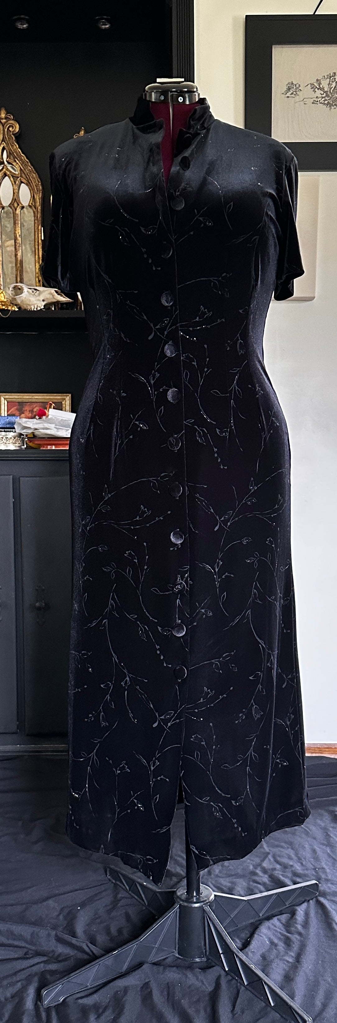 90s Romantic Goth Velvet Dress M/L