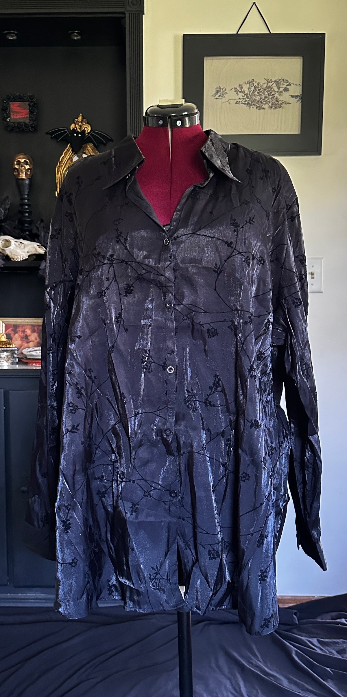 Crinkled Y2K Whimsigoth Button Down 4X/5X